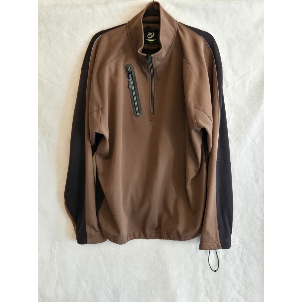 Zero Restriction Tour Series Mens XL Brown Black Half Zip Golf Pullover Jacket‎